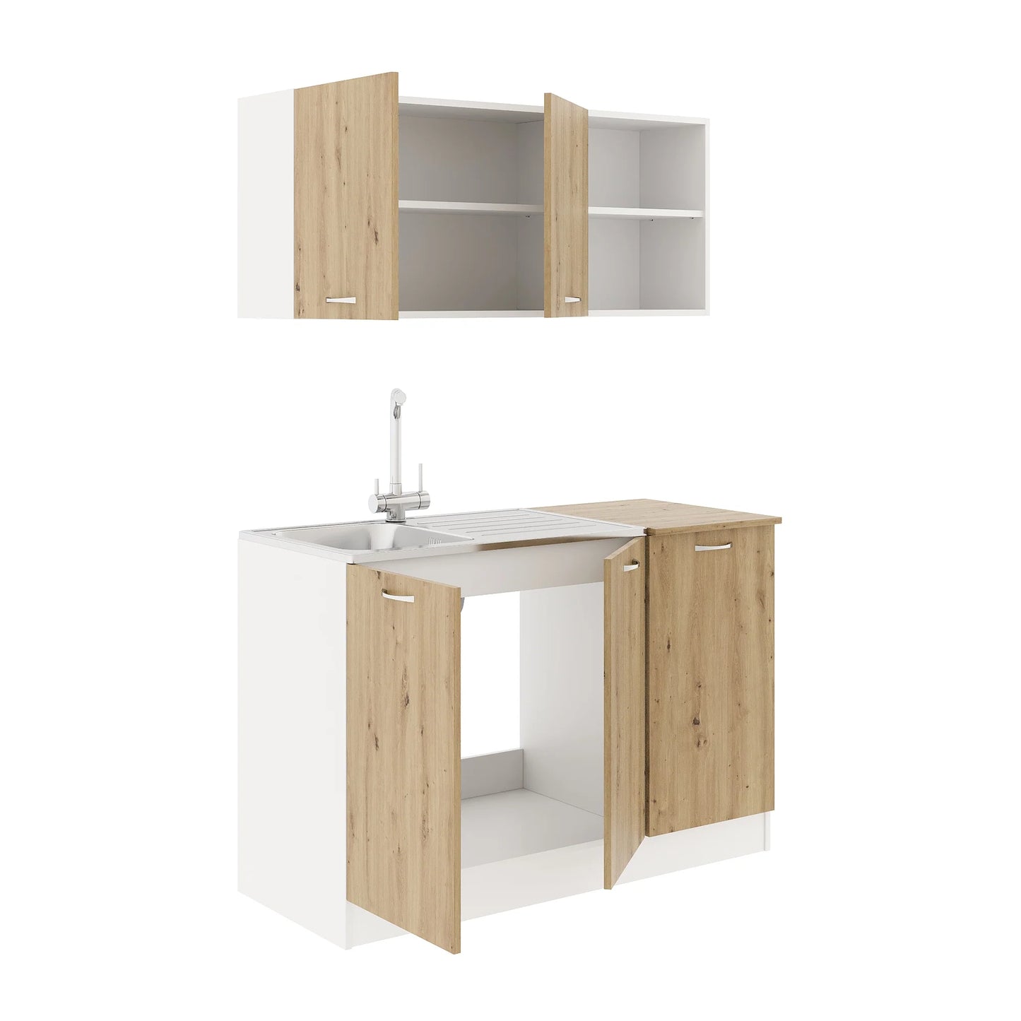 Set Bucatarie haaus Ara, Stejar Artisan/Alb, L 120 cm