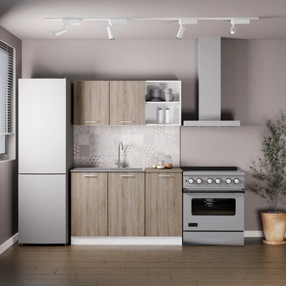 Set Bucatarie haaus Ara, Stejar Sonoma Inchis/Alb, L 120 cm