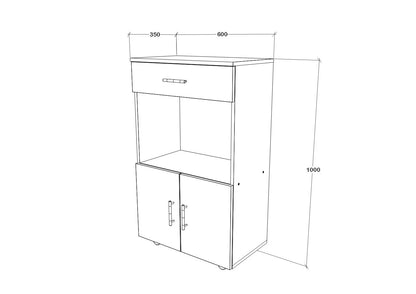 Dulap mobil bucatarie Arno, 1 Sertar, 2 Usi, Alb, 60 x 35 x 100 cm