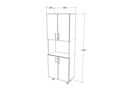 Dulap bucatarie Arno, 4 Usi, Alb, 56 x 30 x 161 cm