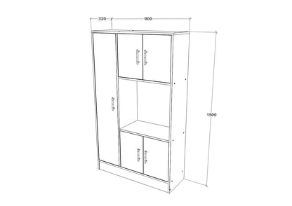 Dulap bucatarie Arno, 5 Usi, Alb, 90 x 32 x 150 cm