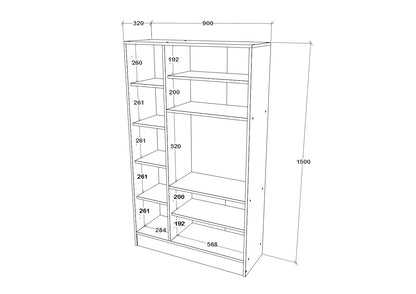 Dulap bucatarie Arno, 5 Usi, Alb, 90 x 32 x 150 cm