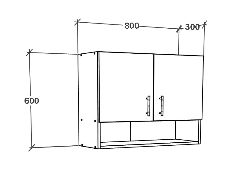 Corp Superior haaus Berna, 2 Usi, cu spatiu, Alb, 80 x 30 x 60 cm