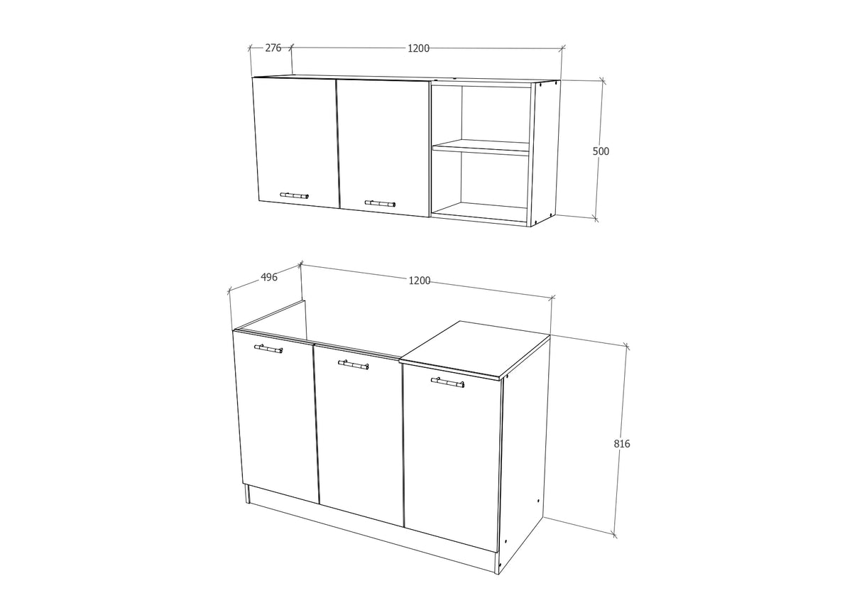 Set Bucatarie haaus Ara, Stejar Wotan/Alb, L 120 cm
