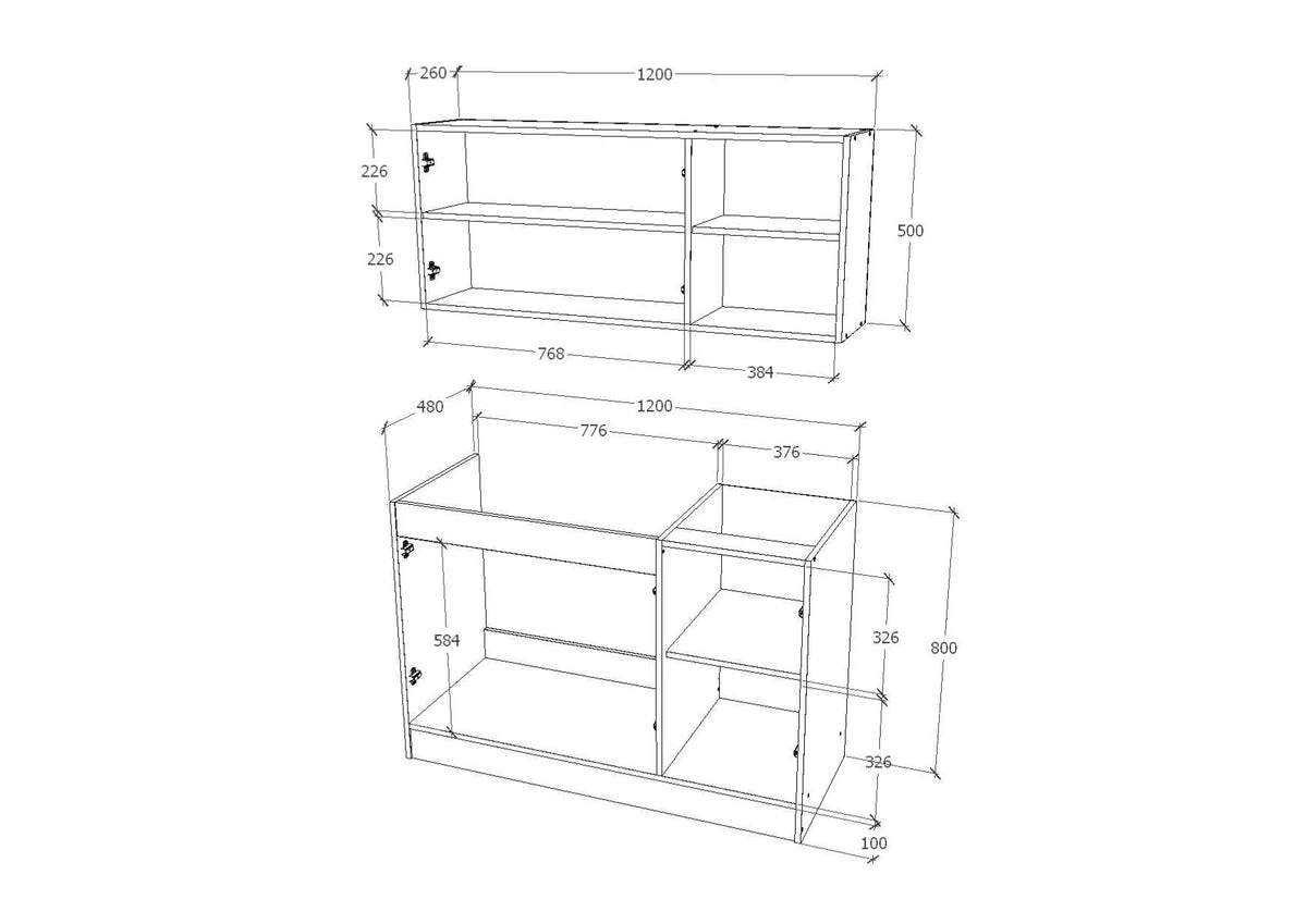 Set Bucatarie haaus Ara, Stejar Wotan/Alb, L 120 cm