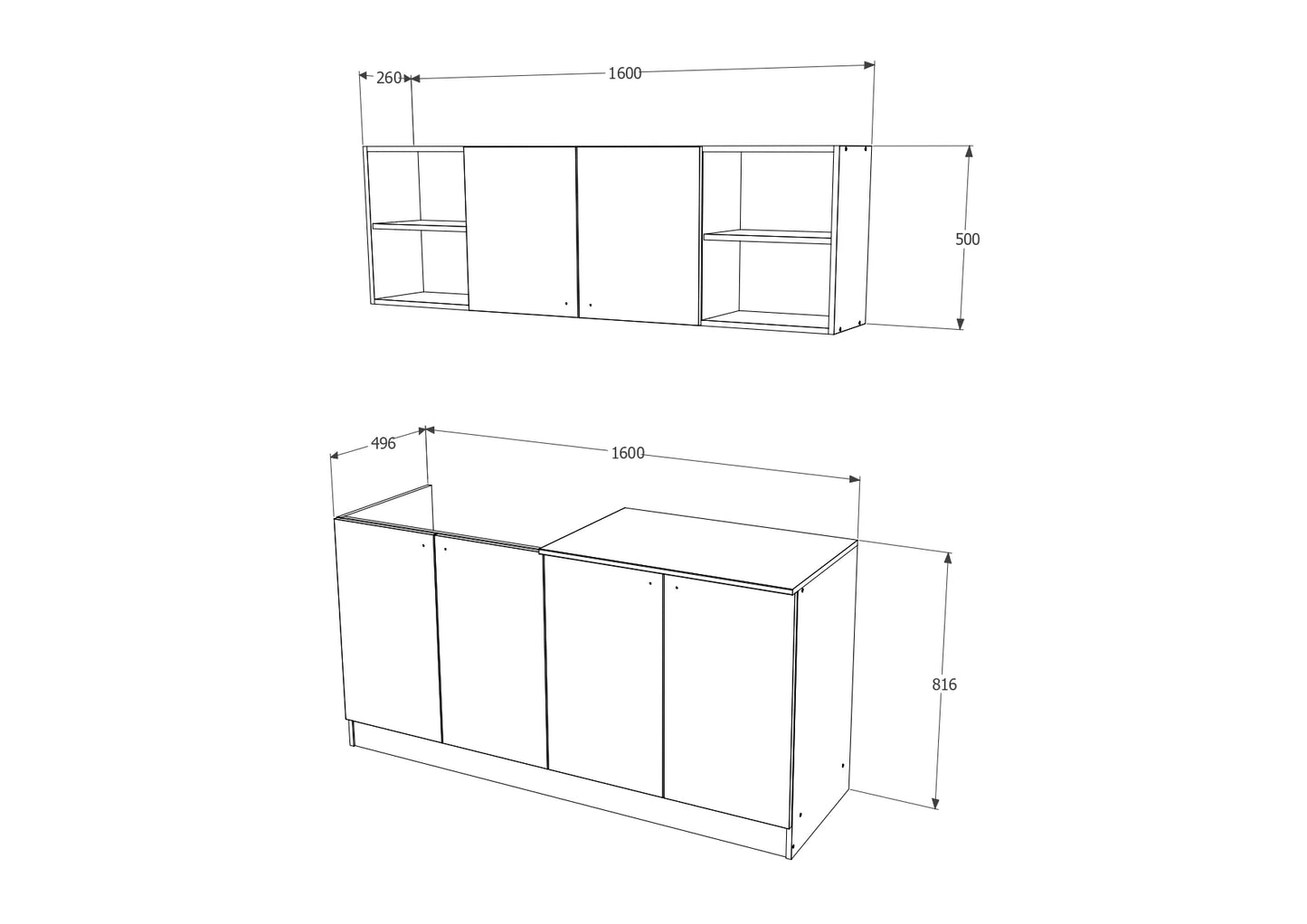 Set Bucatarie haaus Sena, Stejar Sonoma/Alb, L 160 cm