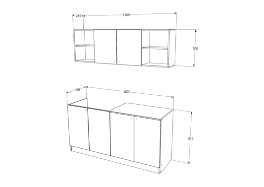 Set Bucatarie haaus Sena, Stejar Artisan/Alb, L 160 cm