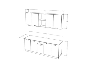 Set Bucatarie haaus Nisa, Stejar Bronz/Alb, L 200 cm