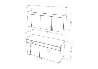 Set Bucatarie haaus Reno, Stejar Sonoma/Verde, L 150 cm