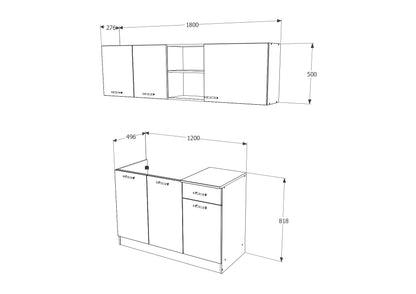 Set Bucatarie haaus Kara, Alb, L 180 cm