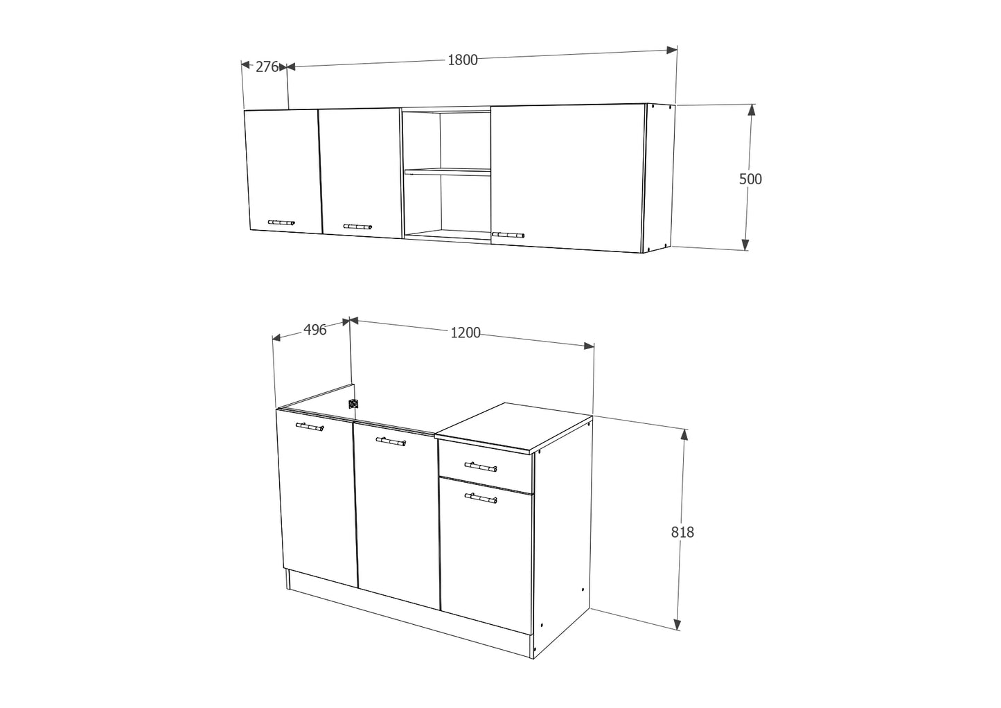 Set Bucatarie haaus Kara, Antracit/Alb, L 180 cm