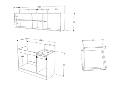 Set Bucatarie haaus Kara, Antracit/Alb, L 180 cm