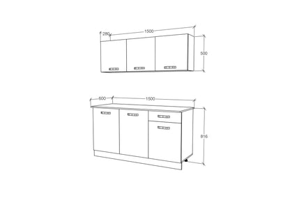 Bucatarie haaus Ronda, Antracit/Alb, L 150 cm