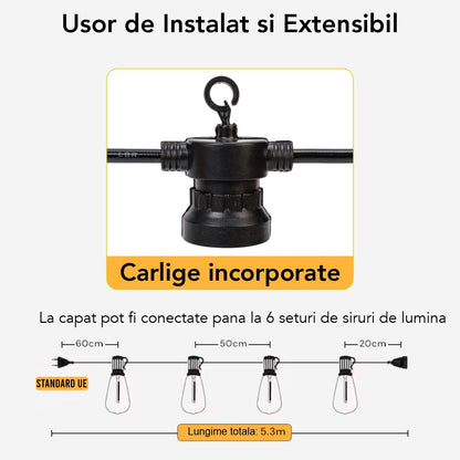 Ghirlanda luminoasa, decorativa, interconectabila, Naimeed D6093, 5m, 10 Becuri LED, Lumina Alb Cald