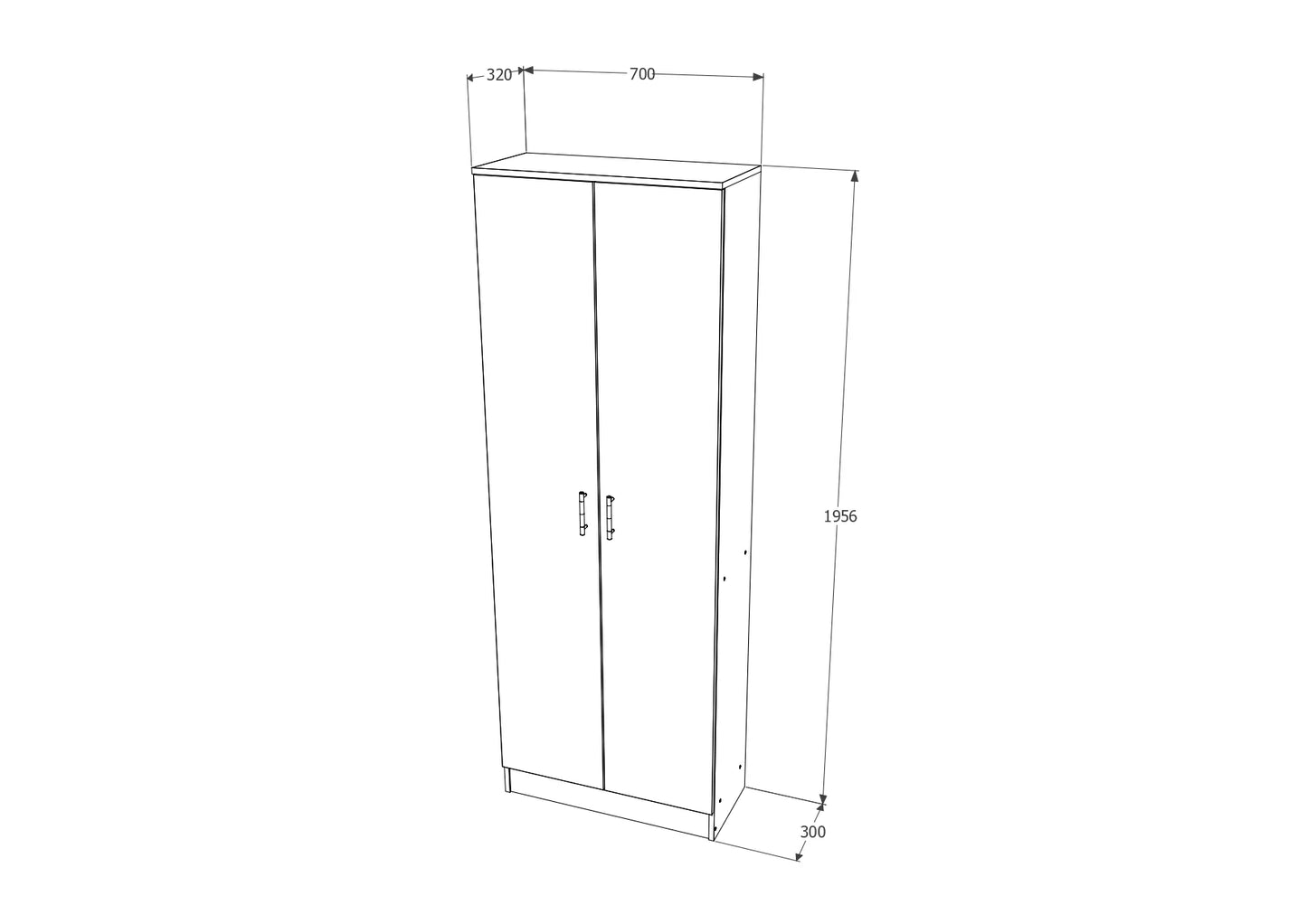 Biblioteca Flint, 2 Usi, Stejar Bronz, 70 x 32 x 196 cm