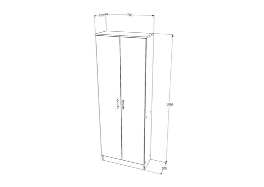 Biblioteca Flint, 2 Usi, Stejar Bronz, 70 x 32 x 196 cm