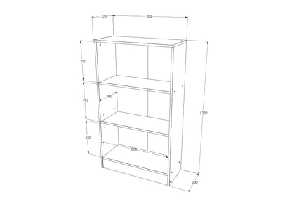 Biblioteca Flint, 2 Usi, Stejar Bronz, 70 x 32 x 122 cm