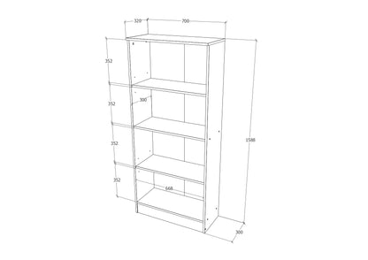 Biblioteca Flint, cu Usi Inferioare si O Polita, Stejar Sonoma, 70 x 32 x 159 cm