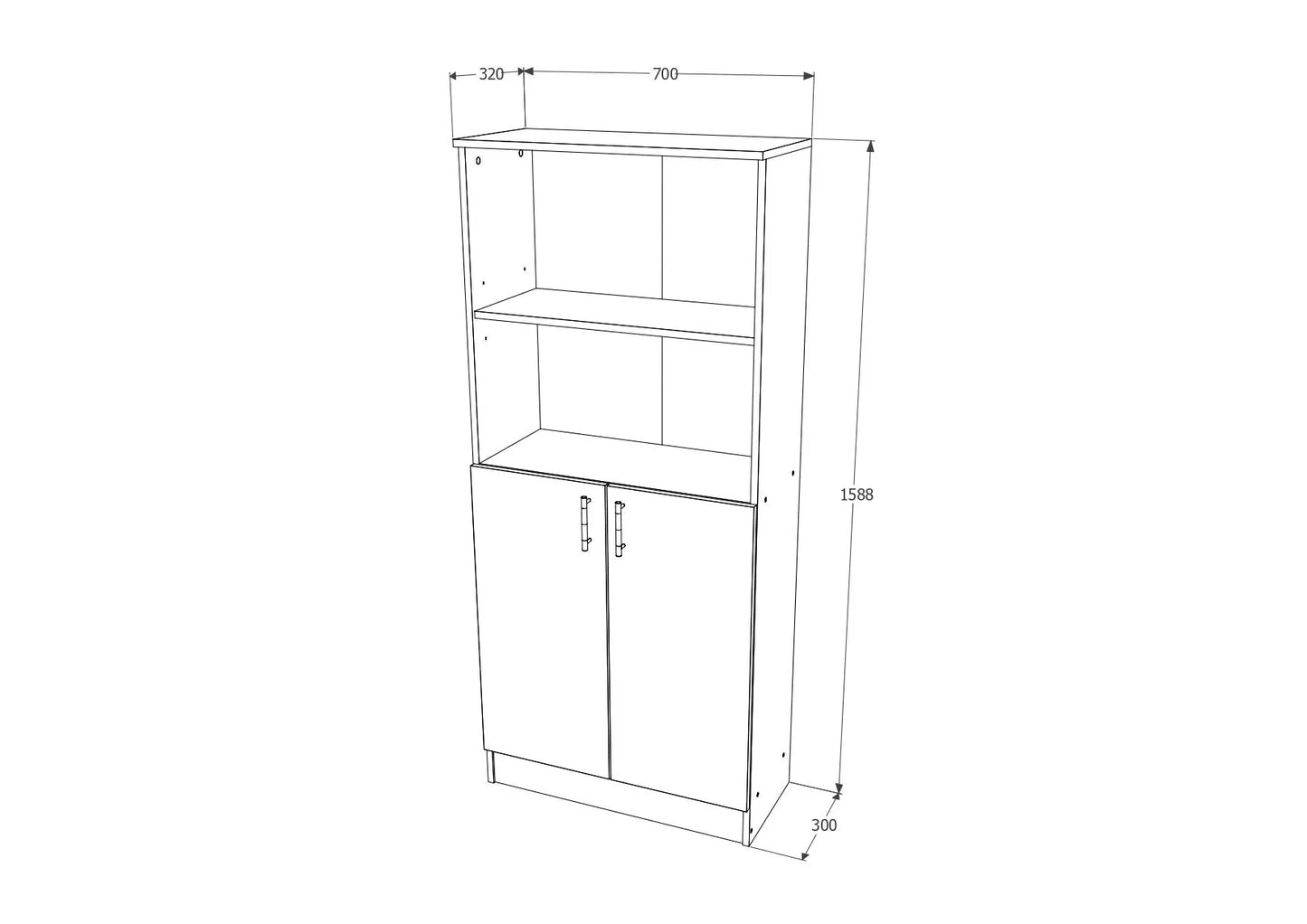 Biblioteca Flint, cu Usi Inferioare si O Polita, Stejar Bronz, 70 x 32 x 159 cm
