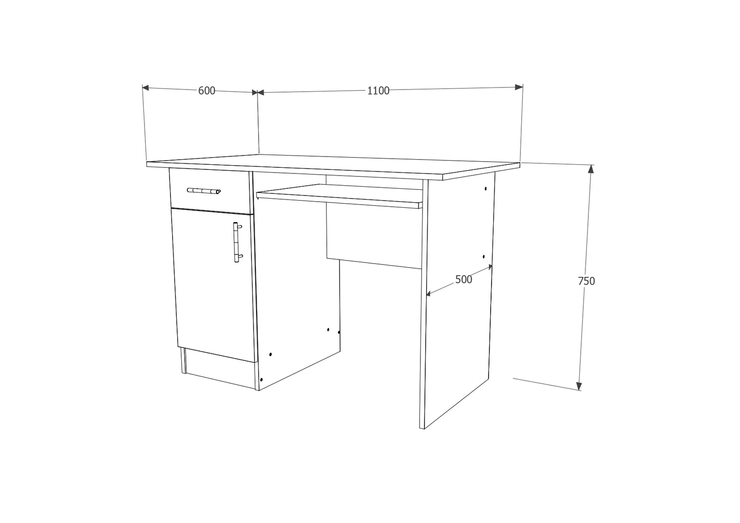 Birou haaus Togo, 1 Sertar, O Usa, Stejar Sonoma, 110 x 60 x 75 cm
