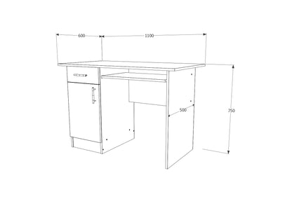 Birou haaus Togo, 1 Sertar, O Usa, Stejar Bronz, 110 x 60 x 75 cm