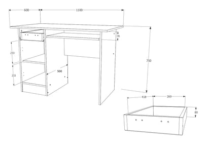 Birou haaus Togo, 1 Sertar, O Usa, Stejar Sonoma, 110 x 60 x 75 cm