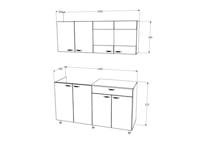Bucatarie haaus Roma, Stejar Bronz/Alb, L 160 cm