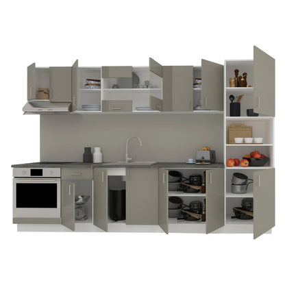 Set Bucatarie haaus Karo V30, Gri Lucios/Alb, MDF, Blat Thermo 28 mm, L 320 cm