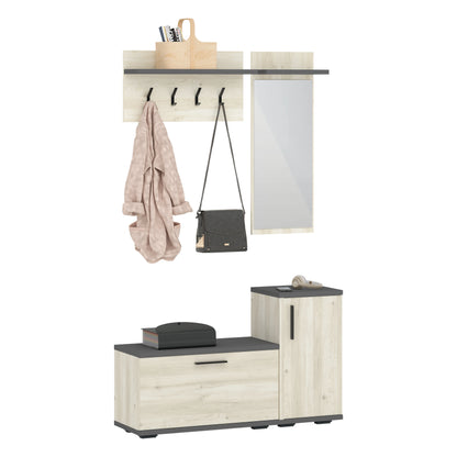 Cuier haaus Cairo, Stejar Alb/Antracit, 113 x 35 x 198 cm