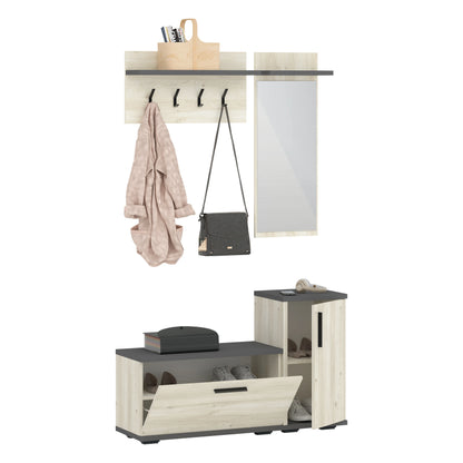 Cuier haaus Cairo, Stejar Alb/Antracit, 113 x 35 x 198 cm