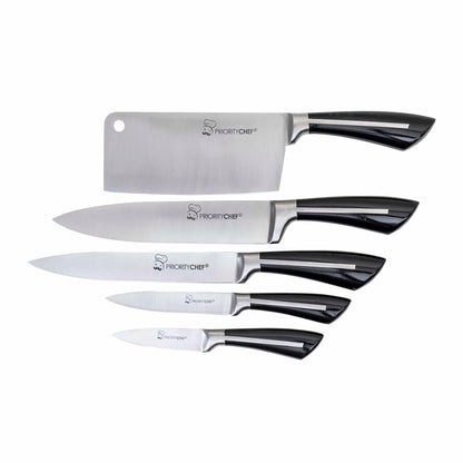 Set cutite cu suport, 8piese, inox, negru / CC9808