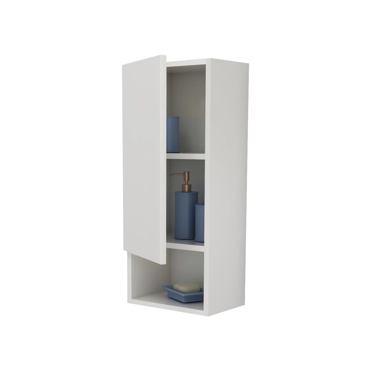 Corp Baie haaus Zed, Suspendat, 1 Usa, Alb lucios/Alb, MDF, L 30 x l 22 x 72 cm