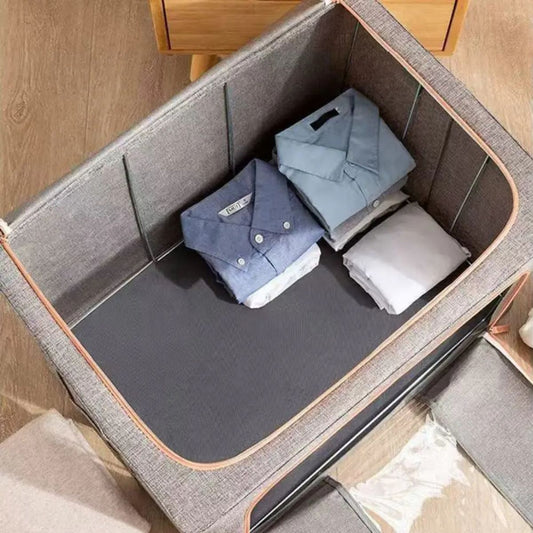 Cutie Depozitare Multifunctionala, cu Cadru Metalic, Fermoar Dublu și Ferestre Transparente, Naimeed D7648, dimensiuni 60x42x40cm, Albastru