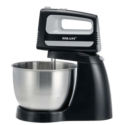 Mixer cu bol Sokany CX-6622, 400W, bol din inox 3.5L, 5 trepte de viteza, Negru/Inox