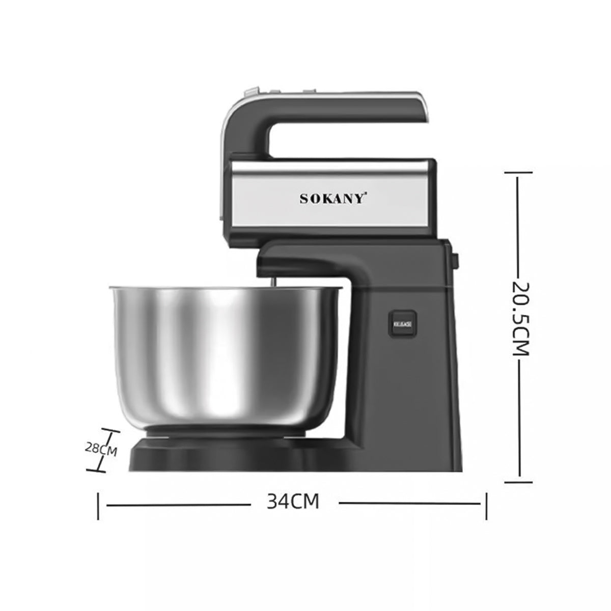 Mixer cu bol Sokany CX-6652, 500W, bol din inox 3.5L, 5 trepte de viteza, Negru