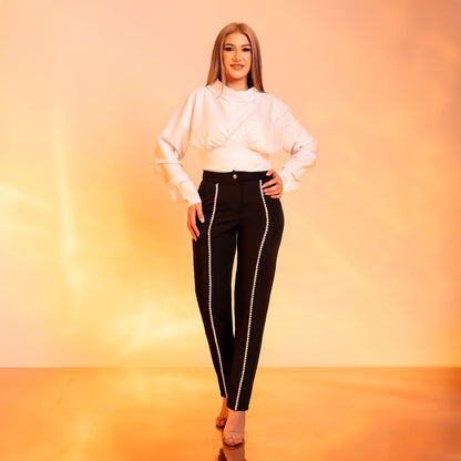 Camasa feminina din poplin cu nasturi la spate si talie marcata