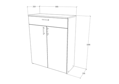 Comoda haaus Tisa, 1 Sertar, 2 Usi, Stejar Bronz, 80 x 35 x 100 cm