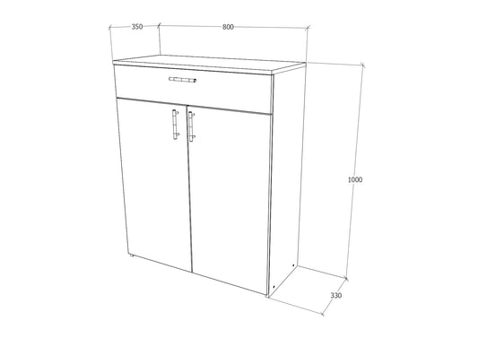 Comoda haaus Tisa, 1 Sertar, 2 Usi, Stejar Bronz, 80 x 35 x 100 cm
