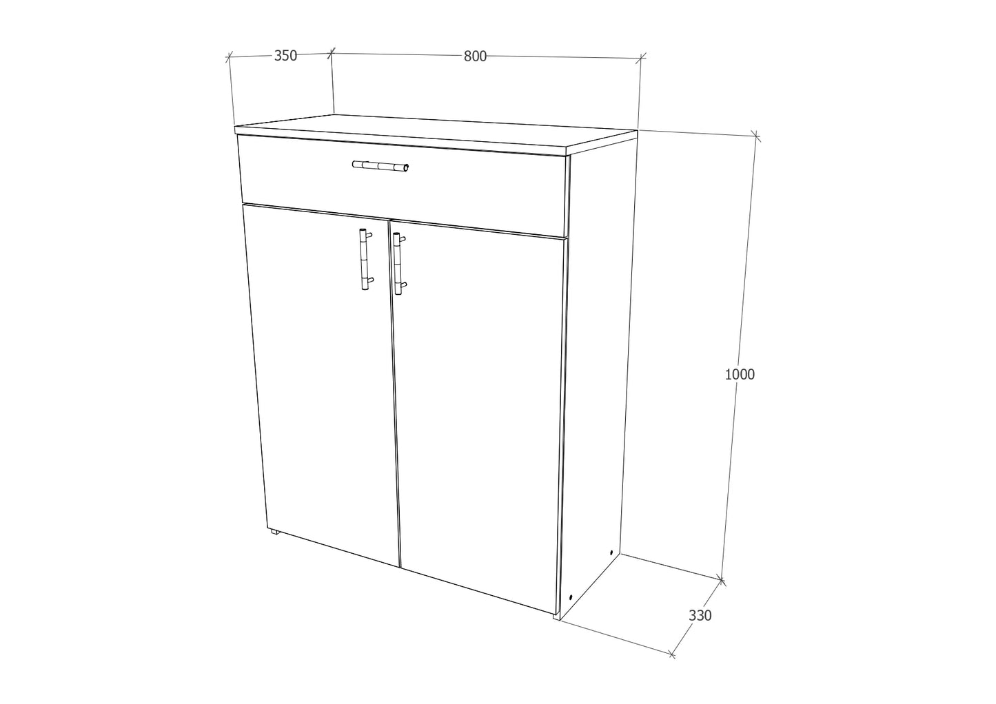 Comoda haaus Tisa, 1 Sertar, 2 Usi, Stejar Sonoma, 80 x 35 x 100 cm