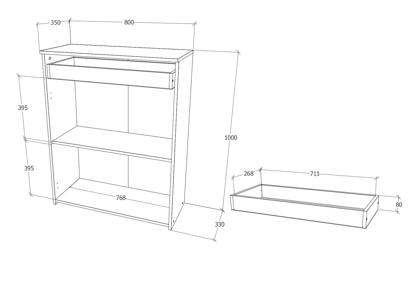 Comoda haaus Tisa, 1 Sertar, 2 Usi, Stejar Bronz, 80 x 35 x 100 cm