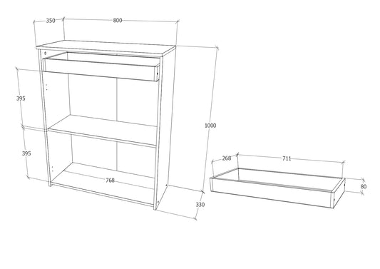 Comoda Tisa, 1 Sertar, 2 Usi, Alb, 80 x 35 x 100 cm