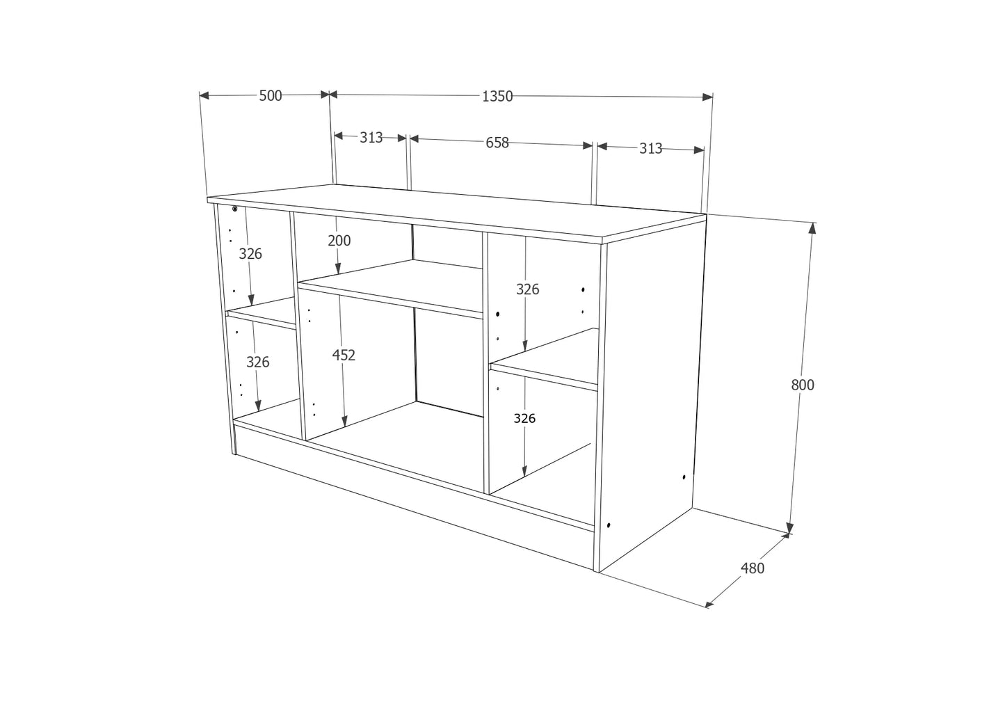 Comoda haaus Remi, 4 Usi, Stejar Bronz, 135 x 50 x 80 cm