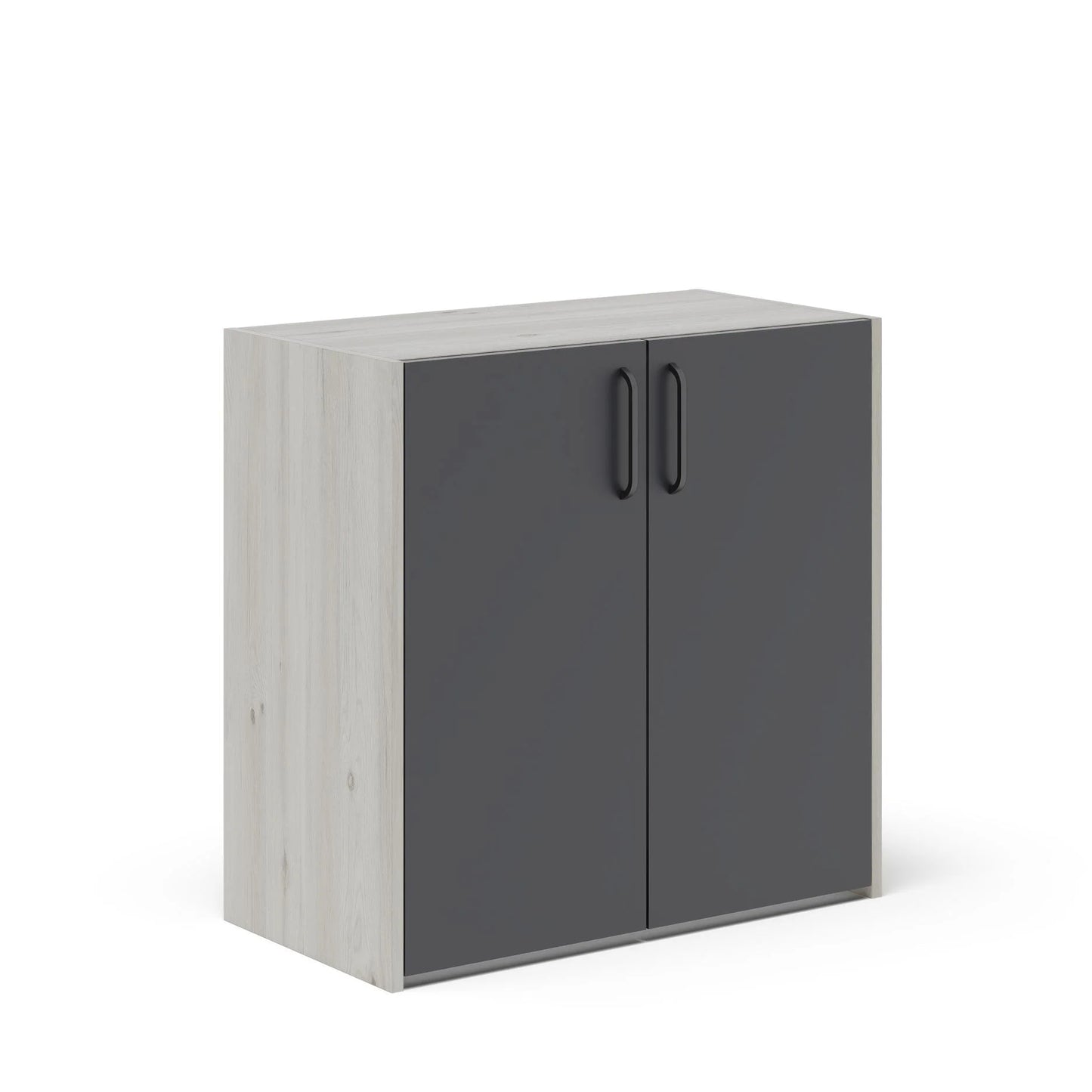 Comoda haaus Malmo, 2 Usi, Stejar Alb/Antracit, 81 x 42 x 80 cm