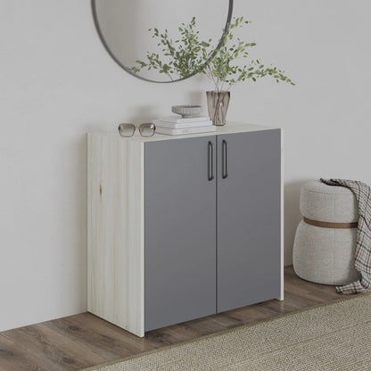 Comoda haaus Malmo, 2 Usi, Stejar Alb/Antracit, 81 x 42 x 80 cm