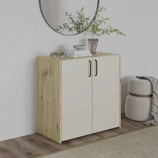 Comoda haaus Malmo, 2 Usi, Stejar Artisan/Argila, 81 x 42 x 80 cm