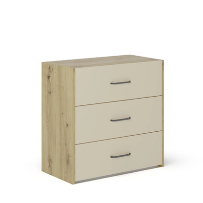 Comoda haaus Malmo, 3 Sertare, Stejar Artisan/Argila, 80 x 42 x 80 cm