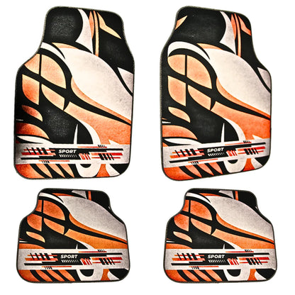 Covorașe auto universale DECOMAT – set 4 bucăți lavabile, antiderapante, cu imprimeu sport „Urban Velocity”