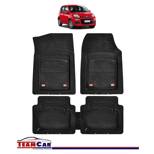 Covorase Auto TeamCar® Tip Tavita Compatibile Fiat Panda III (2012–prezent) Negru Cauciuc Reciclat Rezistent - 221.ro