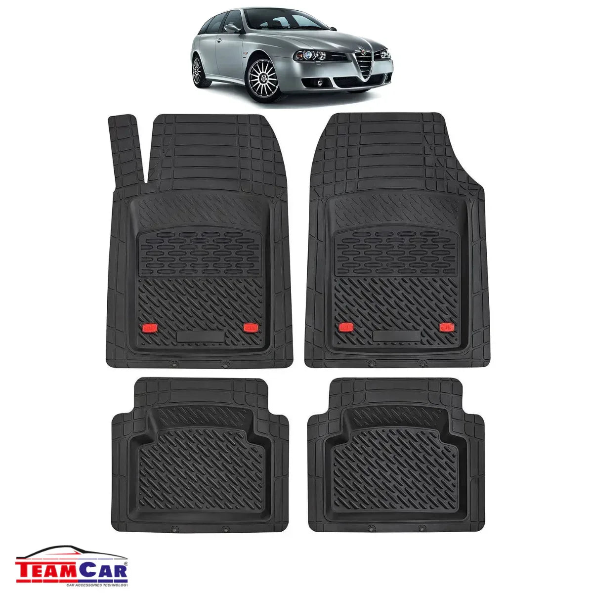 Covorase Auto TeamCar® Tip Tavita Compatibile Alfa Romeo 156 Generatia II (2003–2006) Negru Material Rezistent - 221.ro