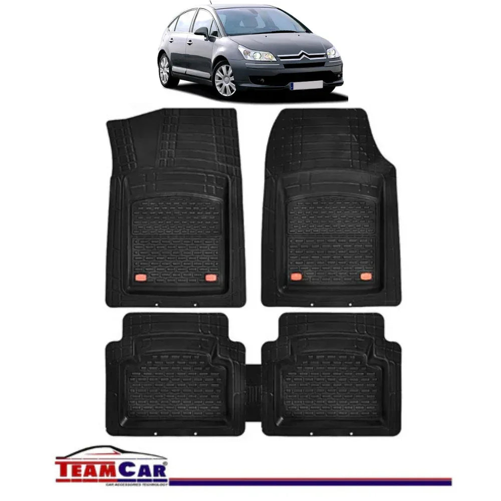 Covorase Auto TeamCar® Tip Tavita Compatibile Citroen C4 I (2004-2010) Negru Material Rezistent - 221.ro